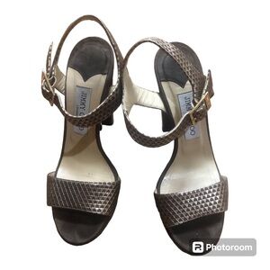 JIMMY CHOO Brandnew RRP €760 Leather Sandals Size 37Heel Made in Italy